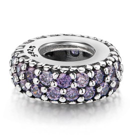 MATERIA by Matthias Wagner Beads Charms Silver 925 Cubic Zirconia Intermediate Elements for Bracelets, Sterling Silver Cubic Zirconia