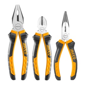 INGCO HKPS08318 High Leverage Pliers Set of 3 Pliers 7.9 inches (200 mm) Pliers 6.3 inches (160 mm) Nippers 6.3 inches (160 mm) Radio Pliers