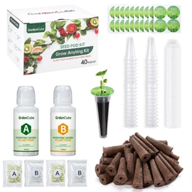 166pcs Hydroponic Pods Kit: Compatible with Aerogarden Grow Anything Herb Kits - Includes Grow Sponges Grow Baskets Grow Domes Labels A&B Plant Food - Hydroponics Supplies for Most Brand