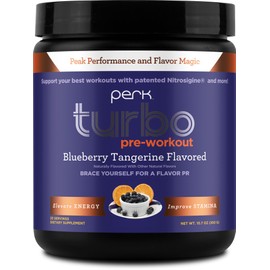 Perk Turbo Pre-Workout Powder (Blueberry Tangerine Flavored) 20 Servings - Gluten-Free