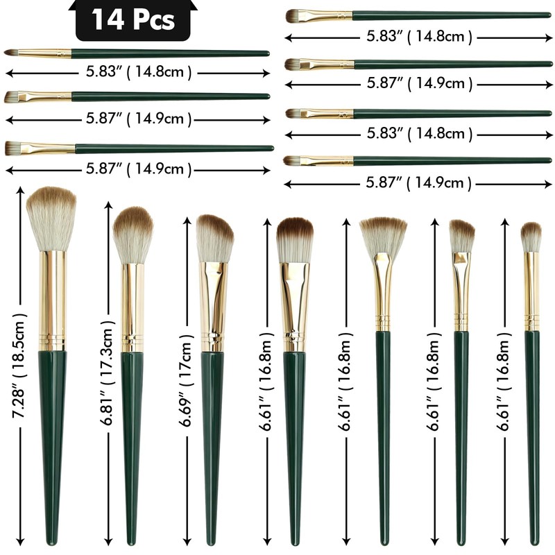 Lunhoo 14 Pcs Makeup Brush Set, Eyeshadow and Face Makeup