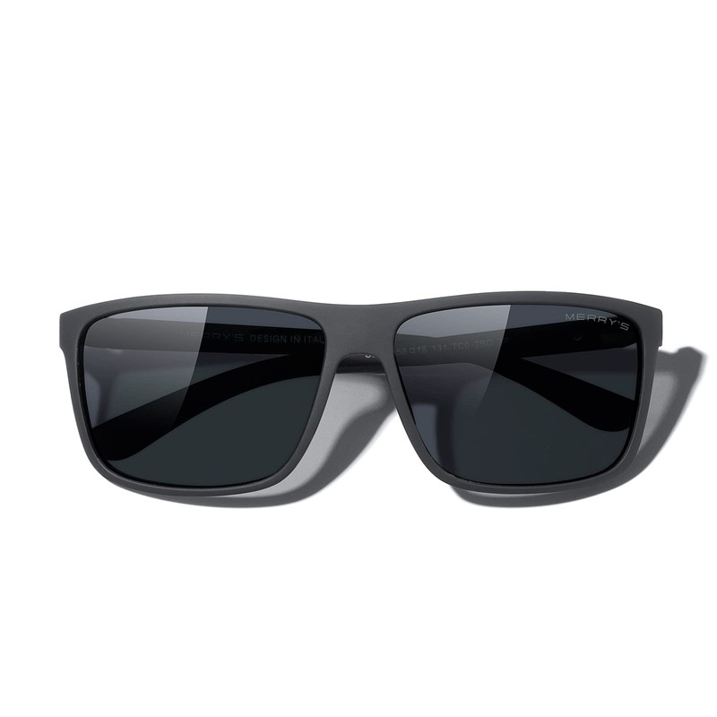 MERRY'S Rectangular Polarized Sports Sunglasses for Men Women Cycling Driving