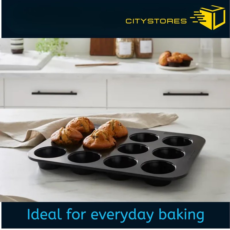 Citystores® 12 Cup Muffin Tray, Premium Non-Stick, for Muffins, Cupcakes,