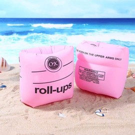 Cinturón de Natación Hinchable para Niños, Paquete de 2 Flotadores de Brazo, Flotadores de Piscina, Bandas de Brazo, Anillos de Natación Inflables de brazo de PVC para niños de 3-5-6-12 años (Rosa)