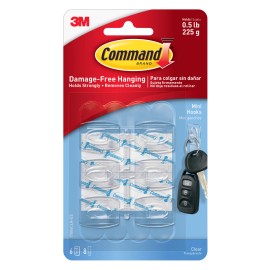 Command Clear Mini Hooks [Removable]: 6-pack (Clear) [6-sets]