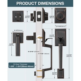 Calzibeno Modern Oil Rubbed Bronze Front Door Lock Set for Entry Door