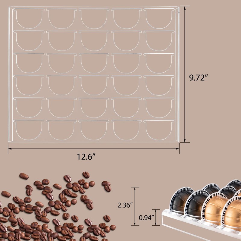 SUMERFLOS Coffee Capsule Storage Tray, Drawer Insert Organizer Holds 30