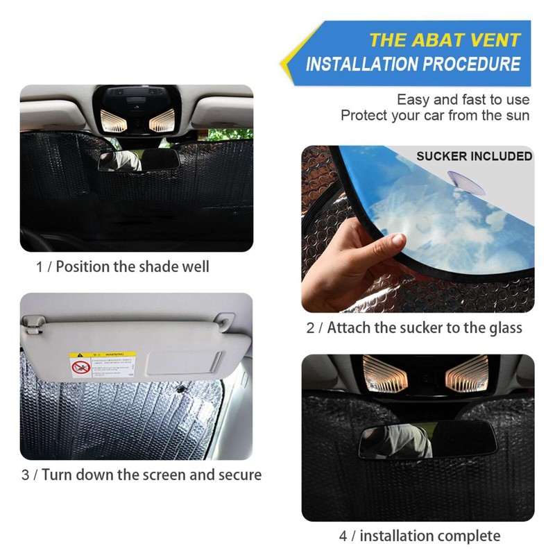 Windshield Sun Shade Cute Shark Blue Ocean Wave Front Window