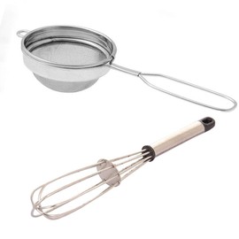 Stainless Steel Tea Filter With Small Whisk Set of 2,Stainless Steel Oil Filter,Egg Whish,Coffee Strainer,Tea Filter,Liquid strainer,Fine Mesh Tea Strainer