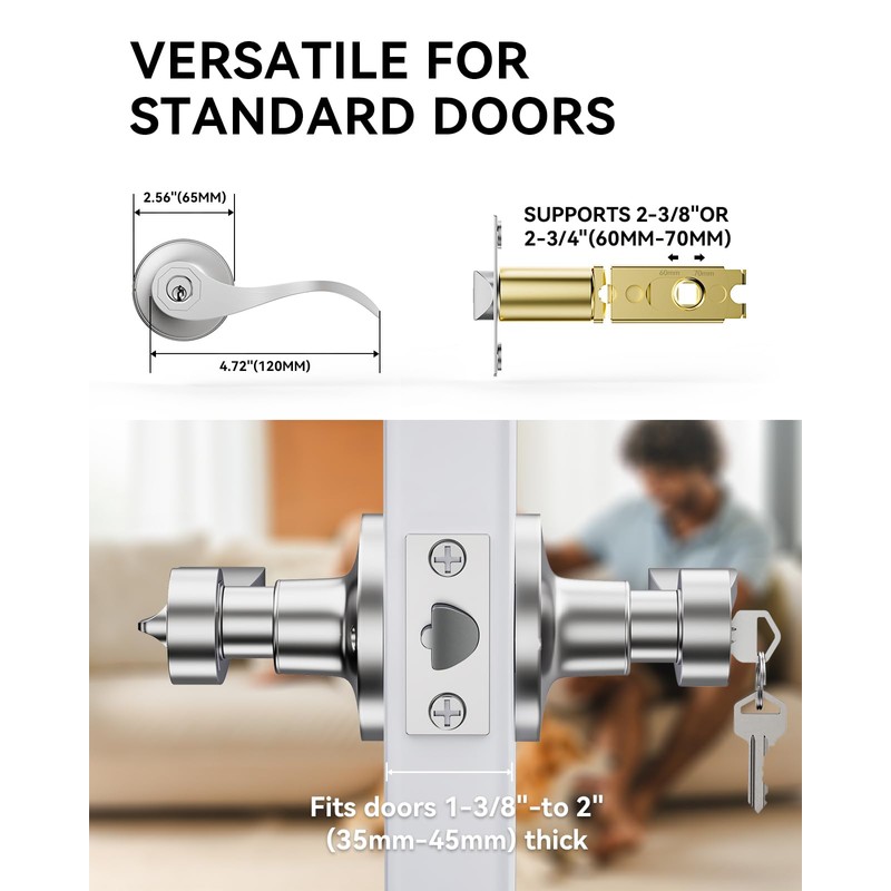 AmzGod 6 Pack Entry Door Handle with Lock and Key,