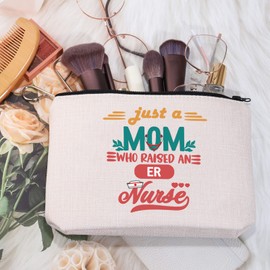 MYOSPARK ER Gift ER Nurse Makeup Bag Emergency Room Gift Nurse Mom Gift Just a Mom Who Raised an ER Nurse Travel Toiletry Bag (UK MOM Nurse Bag)