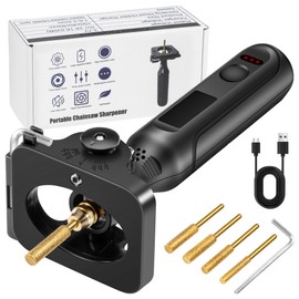 NAZZO Electric Chainsaw Sharpener, Rechargeable Portable Chain Saw Sharpener Tool with 4 Size Diamond Sharpening Wheels and Angle Attachment, Keep Chain Saw Sharp