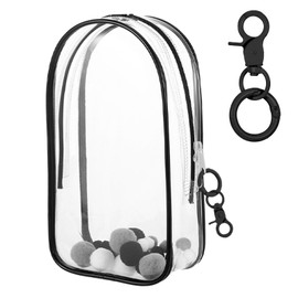Mowouhn Large Clear Figure Display Bag with Keychain Case Blind Box Keychain Carrying Case Lipstick Charm for Collectibles, Christmas Gifts for Women,White Elephant Gifts