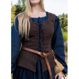Battle-Merchant Medieval Corset Tilda Costume Vest with Wide Straps Made of Cotton Late Medieval LARP Gown as Costume or Costume Black or Brown Sizes S-XXL, brown