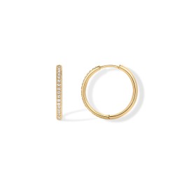 PAVOI 14K Yellow Gold Plated Cubic Zirconia Hoop Earrings for Women - Sterling Silver Posts Trendy Fashion Hinged Gold Earrings for Women