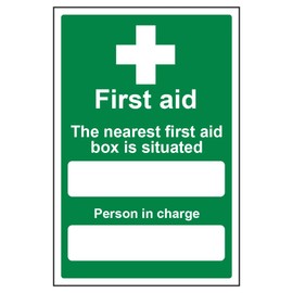 V Safety Box Situated/Person In Charge Sign - 200mm x 300mm - 1mm Rigid Plastic