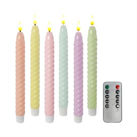 9.8 Inch Pastel Candy-Colored LED Flameless Taper Candles Battery Operated 3D Wick Remote Timer Real Wax Candlestickcolor: Dark green, size: 9.8 inch