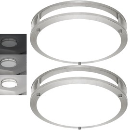 Elekeed 16Inch LED Flush Mount Ceiling Light Fixture 2 Pack, 48W 4800LM Ceiling Light Fixture Brushed Nickel, Dimmable Ceiling Light, 5000K Ceiling Lamp for Bedroom Kitchen, ETL Listed, No Flicker