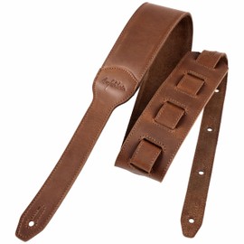 Nefelibata Banjo Strap, 2.5"Wide Double Layer Crazy Horse Art Leather Guitar Strap Adjustable Replacement With Headstock Rope(Light Brown)