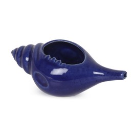 Qimacplus Leak Proof Durable Ceramic Neti Pot Non-Metallic and Comfortable Grip | Microwave and Dishwasher Friendly Natural Treatment for Sinus and Congestion Attractive Designed (Blue Matt)