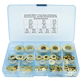 Guard4U 340Pcs 11-Size Brass Flat Washer Assortment Set- M2 M2.5 M3 M4 M5 M6 M8 M10 M12 M14 M16