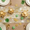 Beige Gauze Gold Shamrocks St.Patrick's Day Table Runner 120 Inch