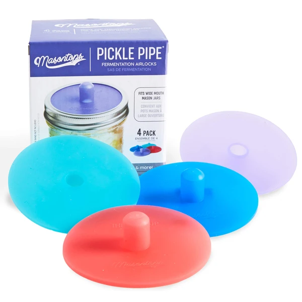 Masontops Pickle Pipes - Waterless Airlock Fermentation Lids - Wide