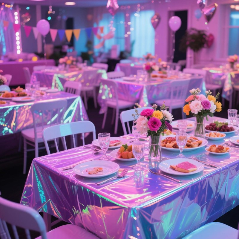 SAJOO 3 Packs Iridescent Plastic Tablecloths 54 x 108 Inch