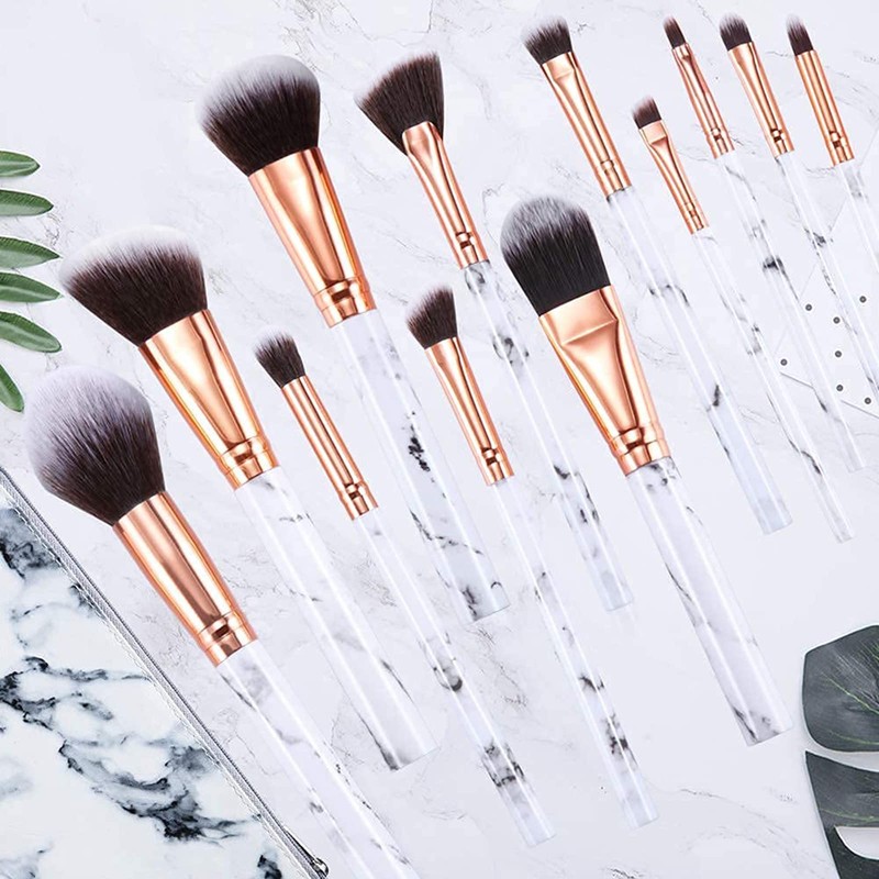 Makeup Brushes Set of 12 Marble Make Up Brushes with