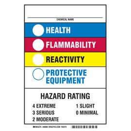 Brady 46880 Aluminum, 10" X 7" Sign, Legend, "___ Chemical Name / Health / Flammability?."