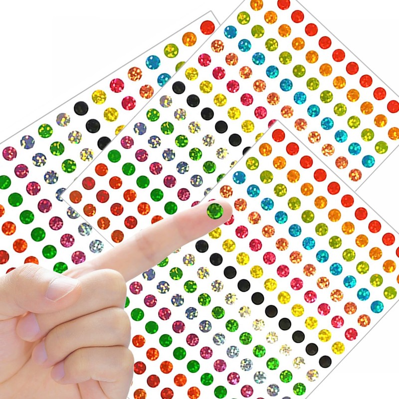EUZUXU Pack of 3520 Shiny Colourful Circle Dot Stickers Sparkle