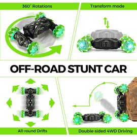 HuToYii Remote Control Car Toys for Kids 6-12 yr, 2.4GHz Gesture Sensing RC Stunt Car, 360° Rotating RC Cars with LED Lights and Music for Kids Boys Gift Age 6 7 8 9 10 11 12