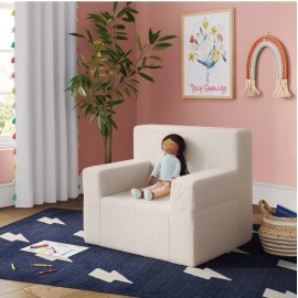 Pillowfort Kids Sofa Chair Soft Sherpa Armchair for Boys and Girls, Cream