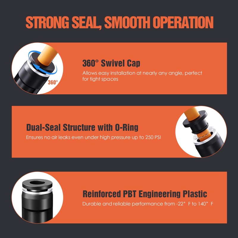 1/8" OD Push to Connect Fittings Kits –50PCS Air Line
