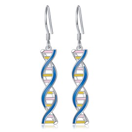 S925 Sterling Silver DNA Double Helix Chemistry Science Molecule Biology Earrings Jewelry