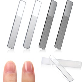 Mudder 4 Pack Glass Nail File Shiner Files Kit Crystal Nail Buffer Polisher with Case Manicure Tools for Natural Nails Women Shaping Buffing and Polishing