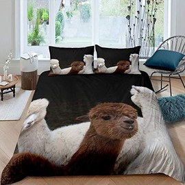 Homemissing Llama Alpaca Duvet Cover Cute Llama Bedding Set 3D Animal Comforter Cover for Boys Girls Kids South American Animals Bedding & Linen Single