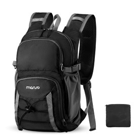MOSISO 10L Lightweight Hiking Daypack Small Packable Hiking Backpack for Men Women, Casual Foldable Day Pack Shoulder Bag with 2 Front Pocket for Travel Camping Outdoor, Black