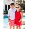 RUGGEDBUTTS Boys UPF50+ Sun Protection Gingham Swim Trunks - Vintage