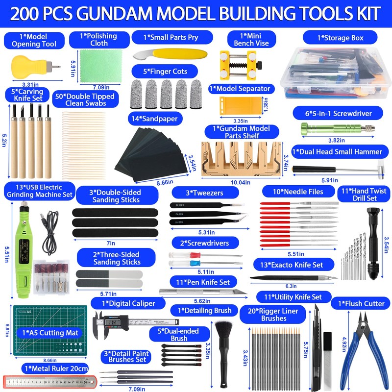 200 Pcs Gundam Tool Kit, Professional Model Tool Kit for