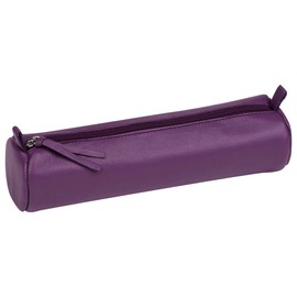 Clairefontaine 410163C Pencil Case Round Lambskin Leather Diameter 5.5 x 22 cm Pack of 1 Purple