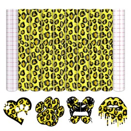 Tintnut Leopard Pattern Permanent Vinyl - 8 Sheets 12"x10" Cheetah Adhesive Sheets Yellow Patterned Permanent Adhesive Vinyl for Cutting Machine,Home Decor Self Sticker