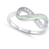 Clear CZ White Simulated Opal Infinity Knot Ring .925 Sterling