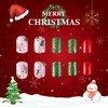 Christmas Press on Nails Green Short Square - ZWENJIE Winter