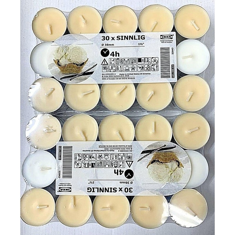 IKEA Home Decoration Sinnlig Scented Tealight, Vanilla Pleasure, Natural- 30