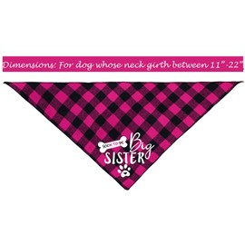 Big Sister Dog Bandana, Reversible Plaid Triangle Bibs Pet Scarf