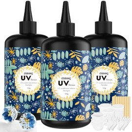 OSBANG Crystal Clear Hard UV Resin Upgraded Formula Ultraviolet Fast Curing for Jewelry Making Craft Decoration, Hard Transparent Glue Solar Cure Sunlight Activated Resin (1500g)