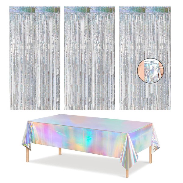 Tinsel Curtain Silver Glitter Metallic Party Curtains Birthday Photo Background