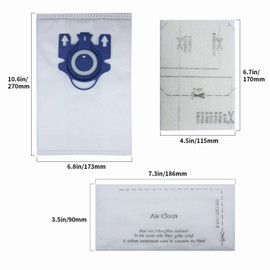 KENSHIRE 10 pack compact classic C1 3D efficiency dust bags and 4pcs filters compatible for Miele complete C2 C3 S8000 S5000 S2000 S400 S4 S6 hoover bags clean filters