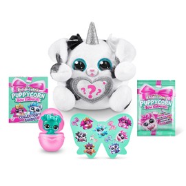 Rainbocorns Puppycorn Bow Surprise Series 5, Dalmatians - Plush to Collect - 5 Layers Full of Surprises, Heart to Open, Sticker, Slime, from 3 Years (Dalmatian)